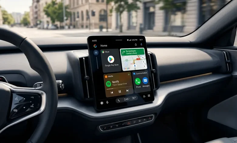 نظام أندرويد أوتوموتيف أثناء عمله بأحد المركبات.
