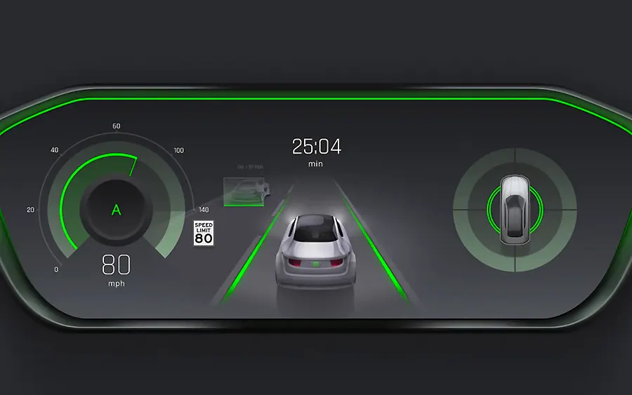 نظام جوجل أندرويد أوتوموتيف أثناء عمله بأحد المركبات.