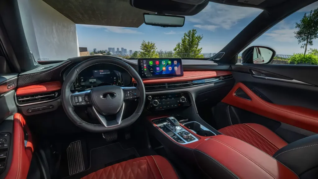 المقصورة الداخلية لطراز إنفينيتي QX65 2027 الجديد كلياً.