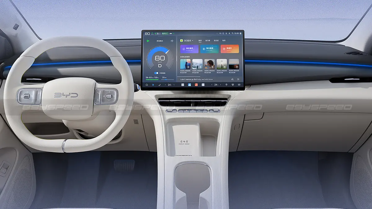 المقصورة الداخلية للجيل الجديد من BYD دولفين سيرف 2027.