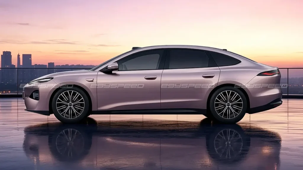 التصميم الجانبي للنسخة المجددة من BYD سيل 07 2027 بعد كشف الستار عنها رسميًا.