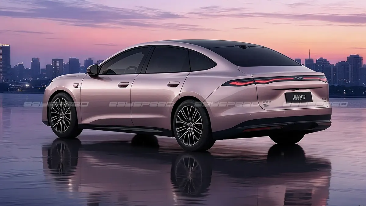 التصميم الخلفي للنسخة المجددة من BYD سيل 07 2027 بعد كشف الستار عنها رسميًا.