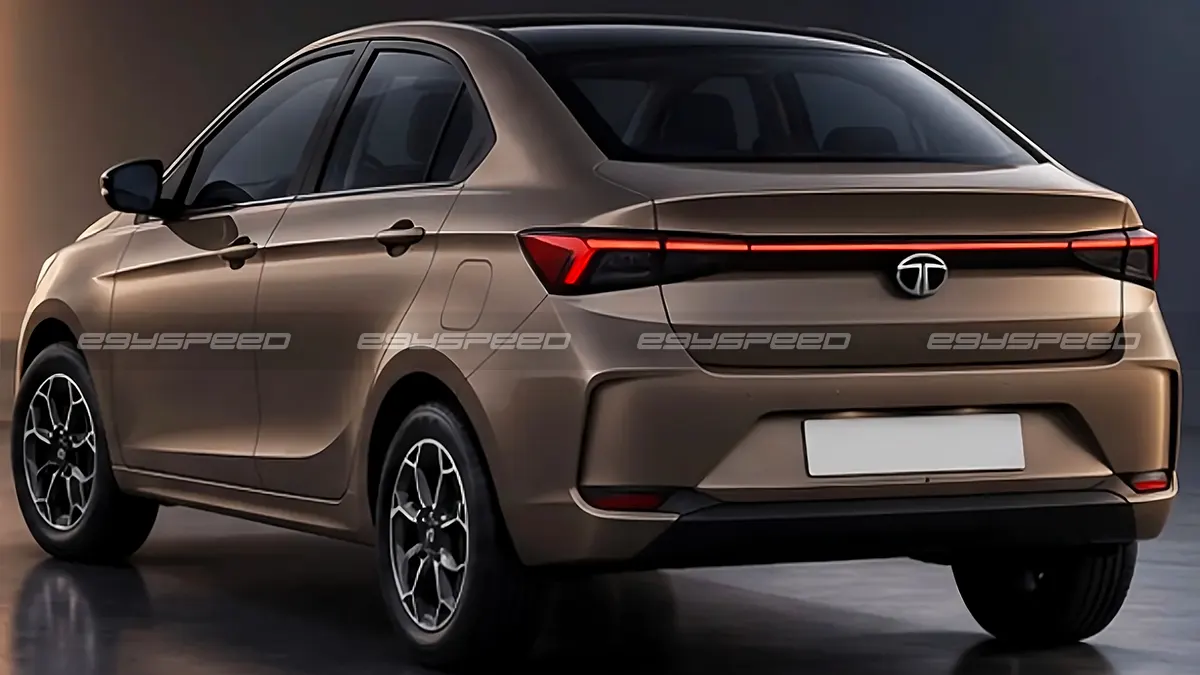 لتعزيز موقعها التنافسي تاتا أريس تنطلق رسميًا لمنافسة سوزوكي ديزاير، وهوندا أميز في السوق الهندي. التصميم الخلفي المتوقع لطراز تاتا أريس الجديد.